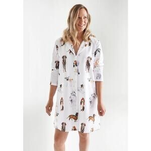 Annie Selke Pine Cone Hill Fine Linens Pup Pack Dog Lovers Night Shirt Pajama L